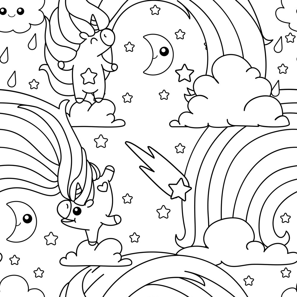 Coloriage Licorne Arc En Ciel Unicorn Pattern - Licorne à imprimer