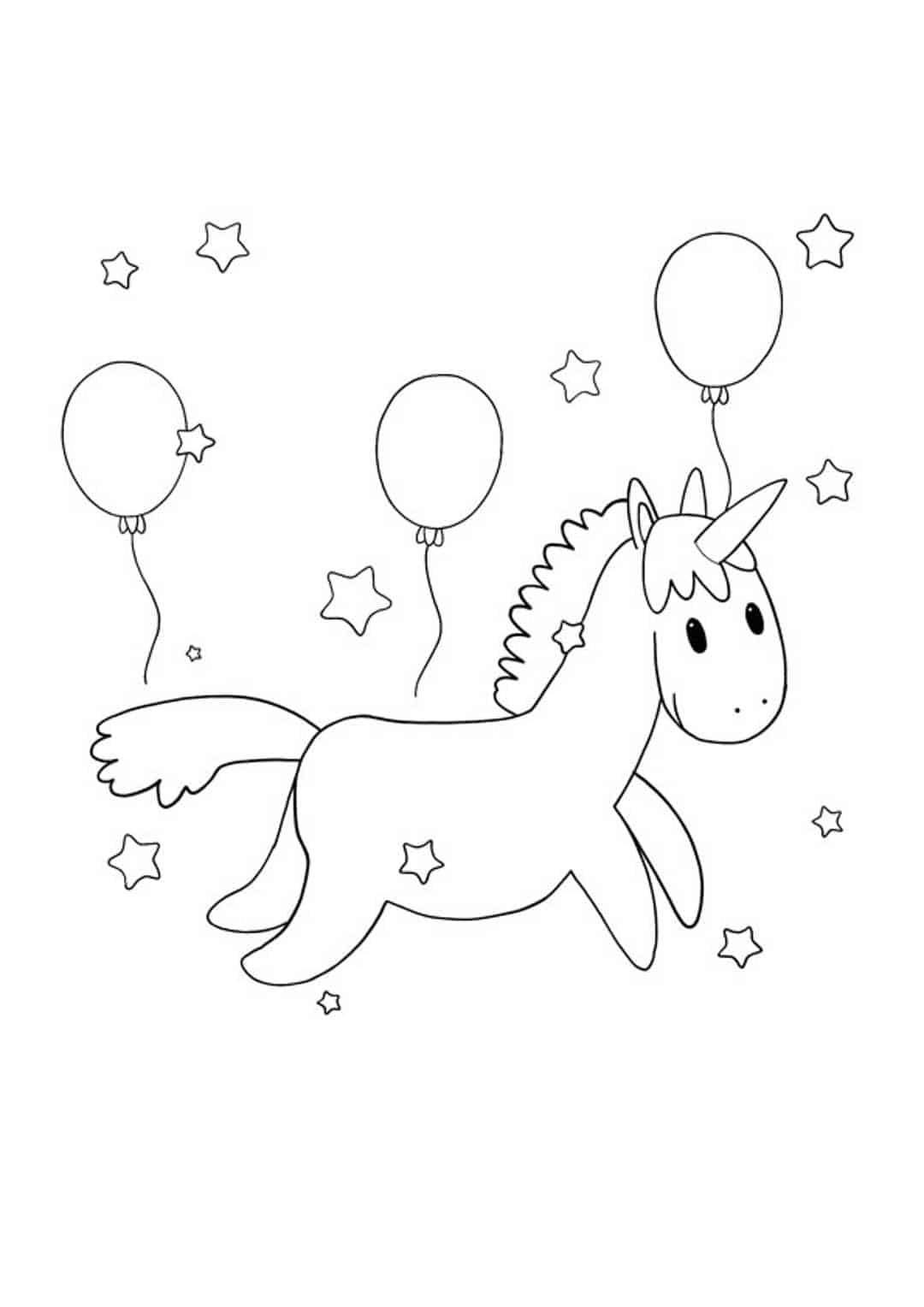Coloriage Licorne Avec Des Ballons Anniversaire - Licorne à imprimer