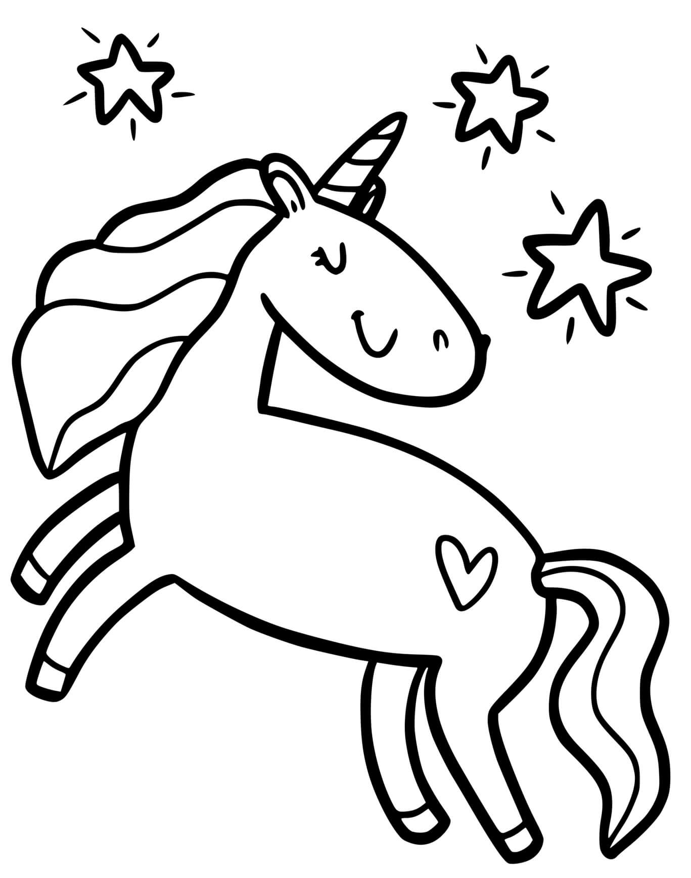 Coloriage Licorne Avec Des Étoiles Pour Enfants Prescolaire - Enfants à imprimer