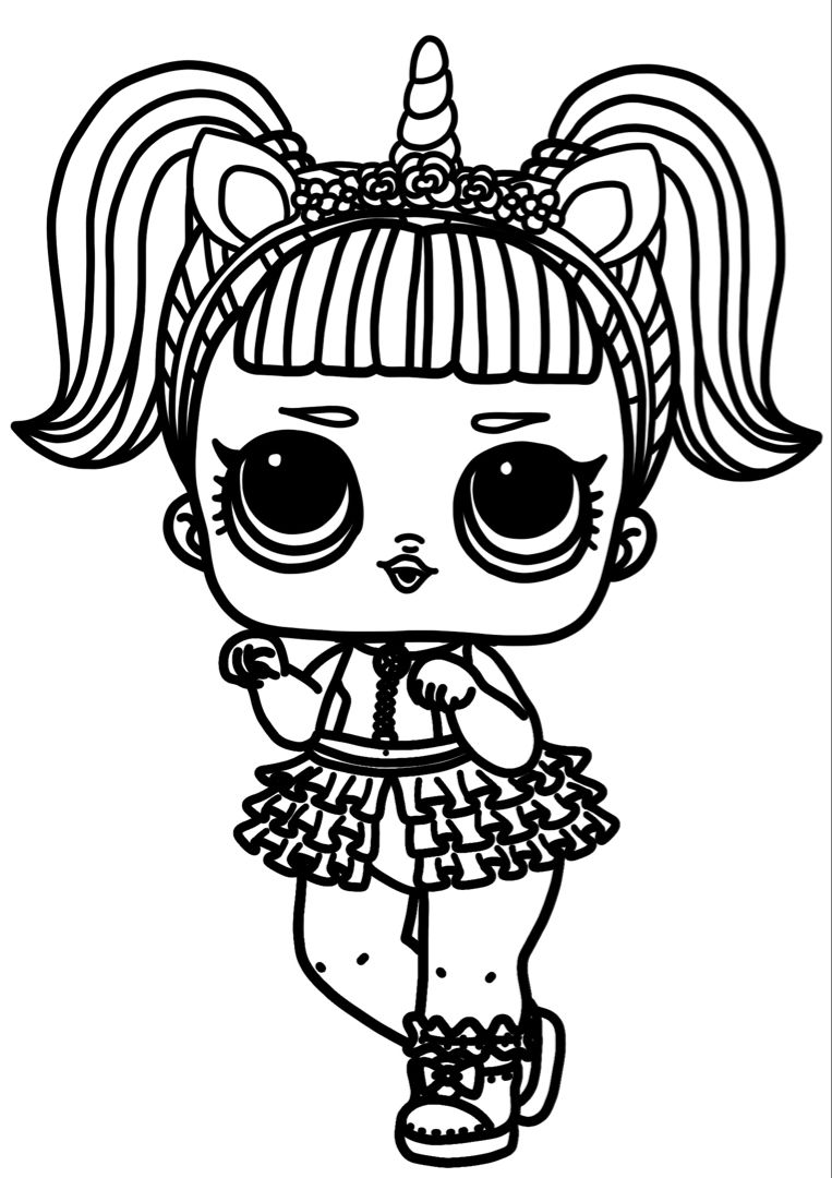 Coloriage Licorne Baby Lol Surprise Unicorn - Poupée LOL Surprise Hair Goals à imprimer