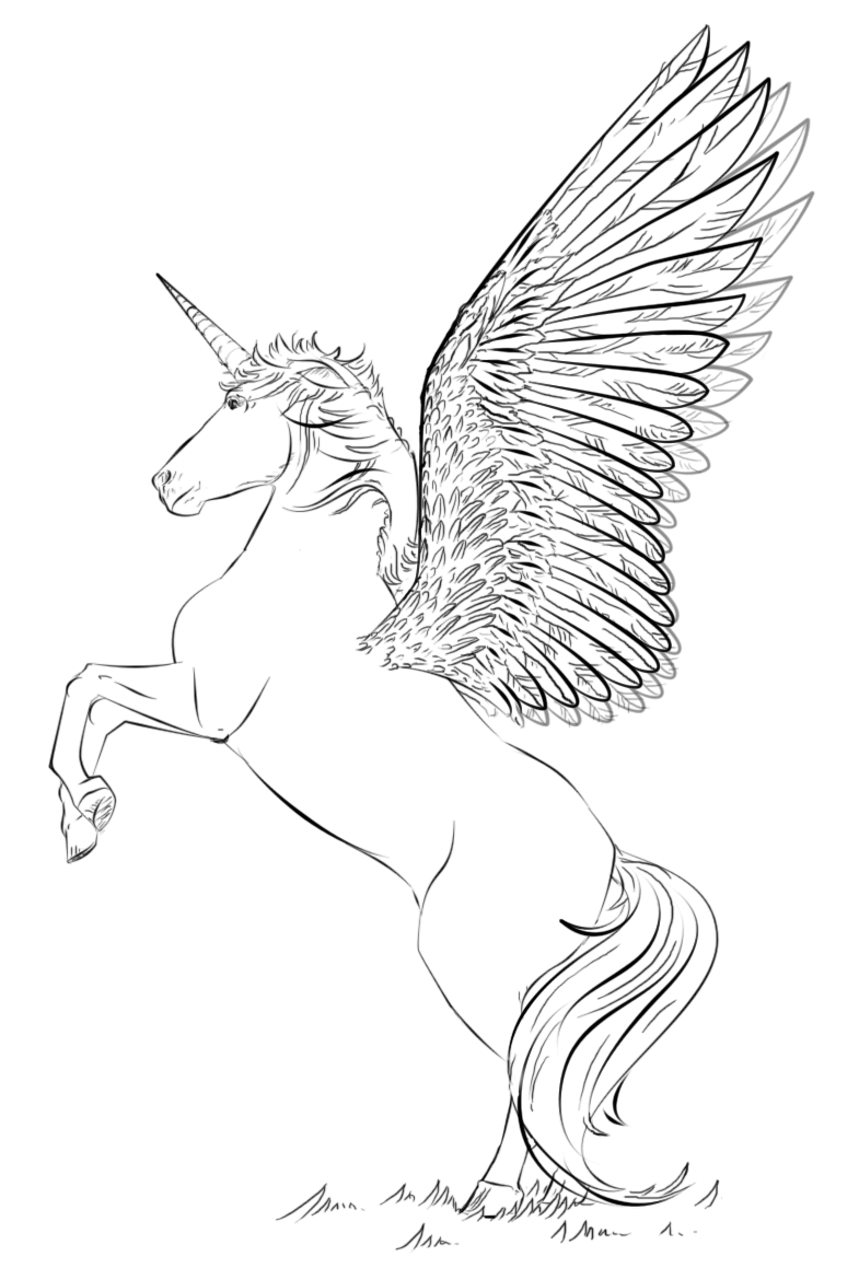 Coloriage Licorne Ailes Magnifiques - Licorne à imprimer