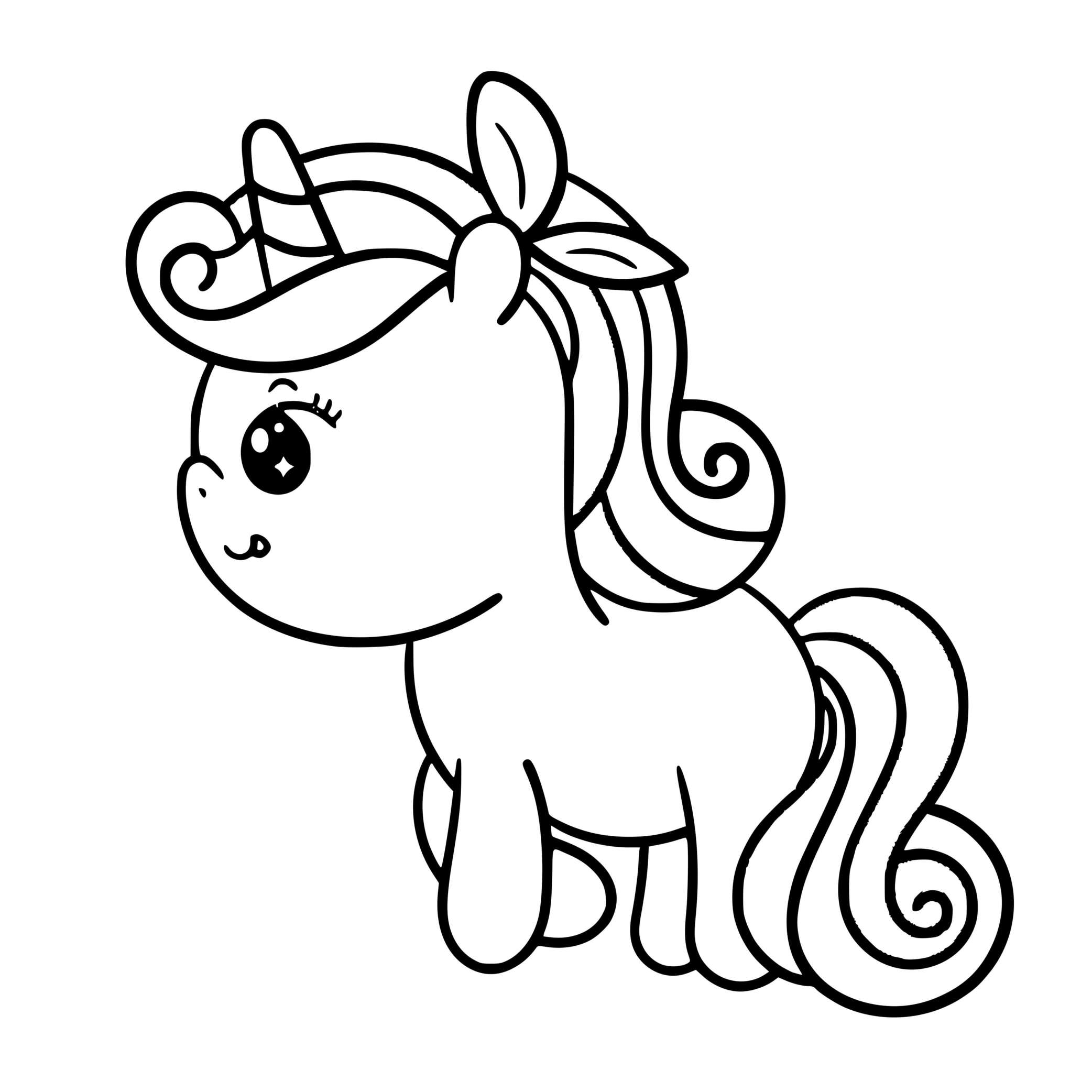 Coloriage Licorne Cœur Kawaii - Licorne à imprimer