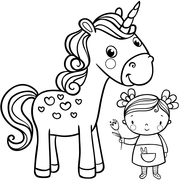 Coloriage Licorne Fille Enfant - Fée à imprimer