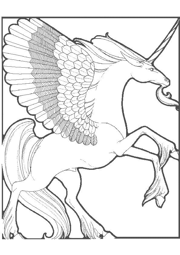 Coloriage Licorne fantastique aux cornes brillantes - Licorne à imprimer