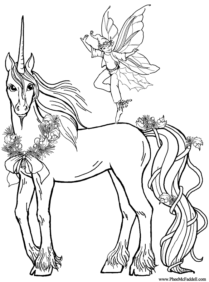 Coloriage Petite Licorne Kawaii avec Crinière Ondulée - Licorne à imprimer