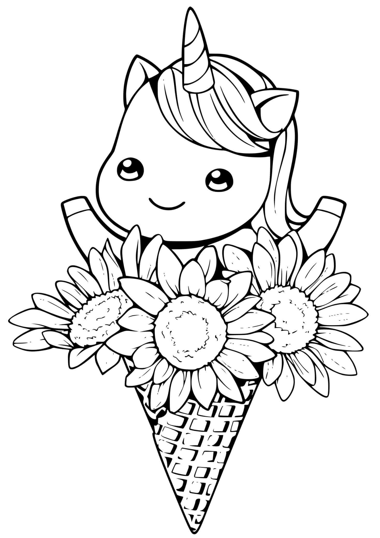 Coloriage Licorne kawaii