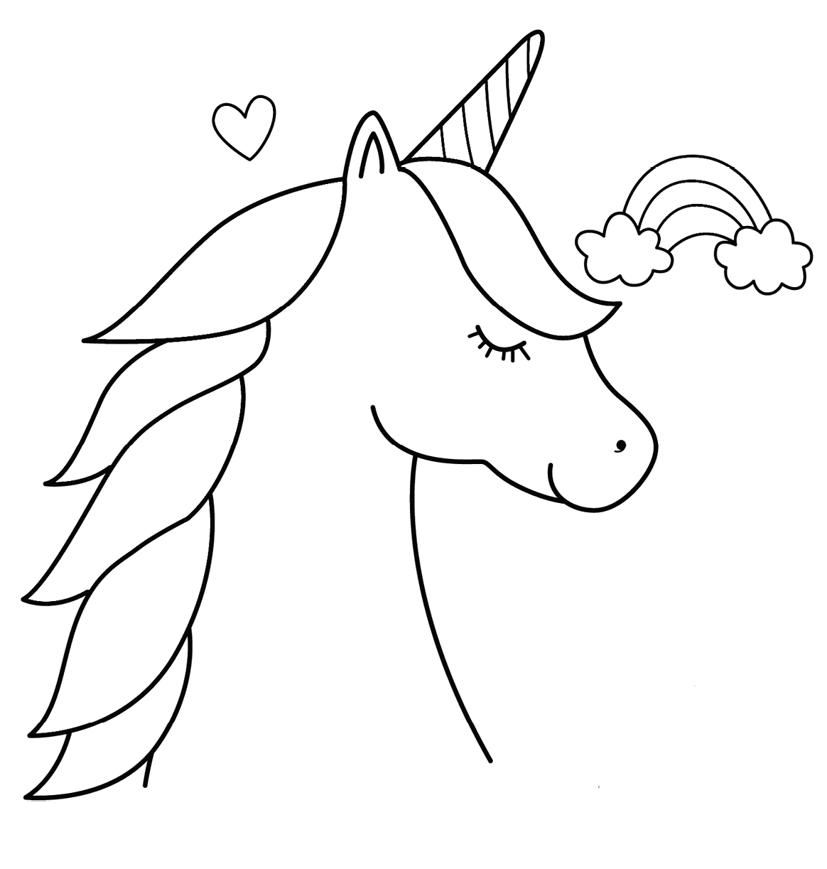Coloriage Licorne Magique Avec Un Arc En Ciel Et Un Cœur - Licorne à imprimer