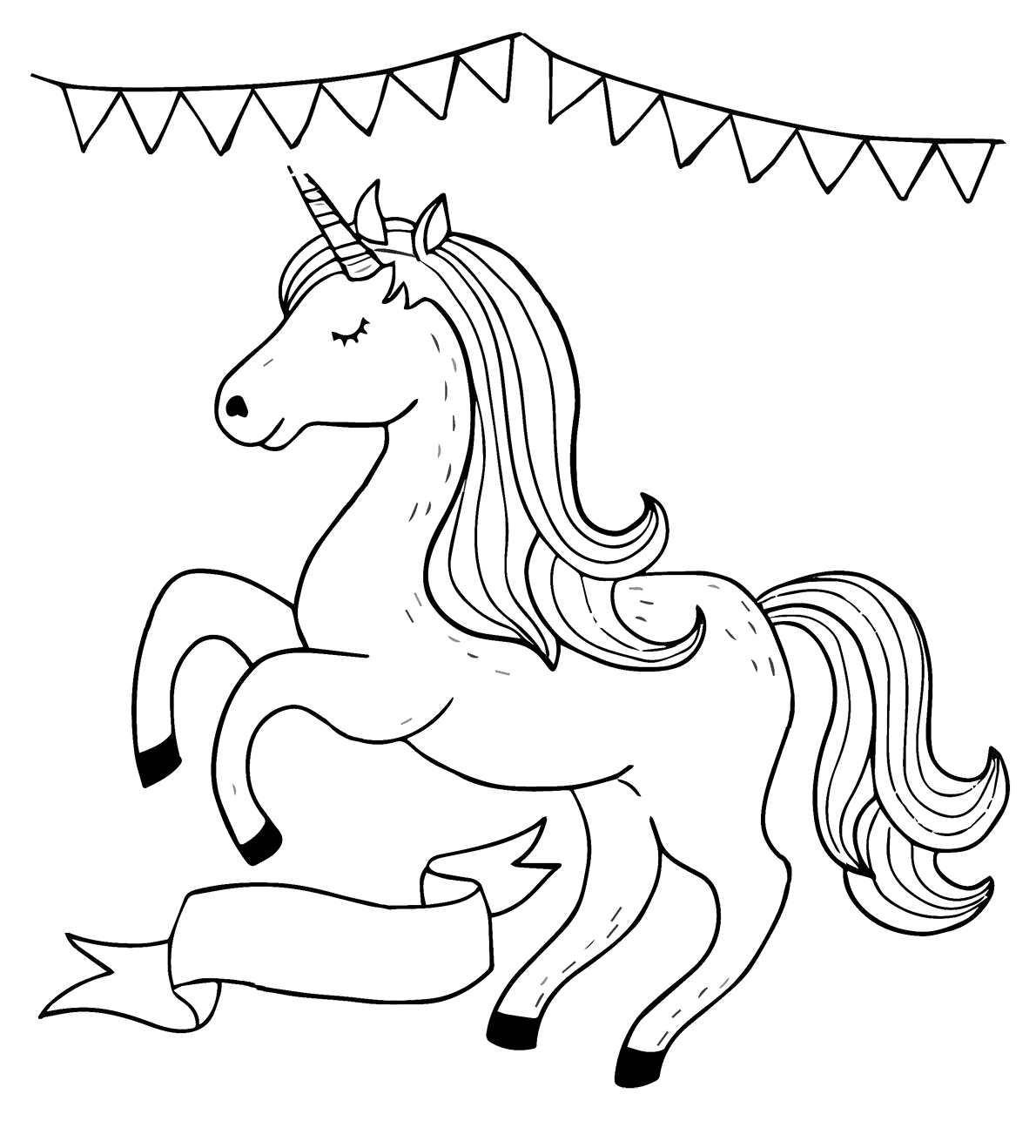 Coloriage Licorne Magique Célébration Fille - Licorne à imprimer