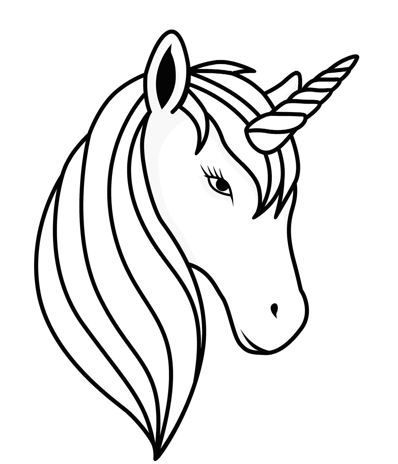 Coloriage Licorne Mature Avec Un Regard Percant Et Cheveux Multicolor - Licorne à imprimer