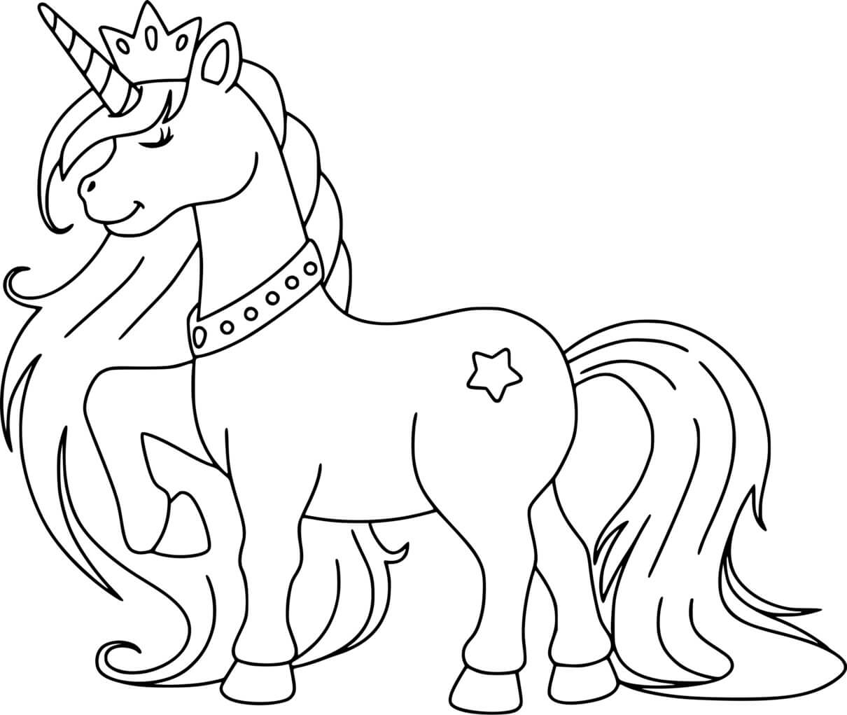Coloriage Licorne Princesse Élégant - Princesse licorne à imprimer