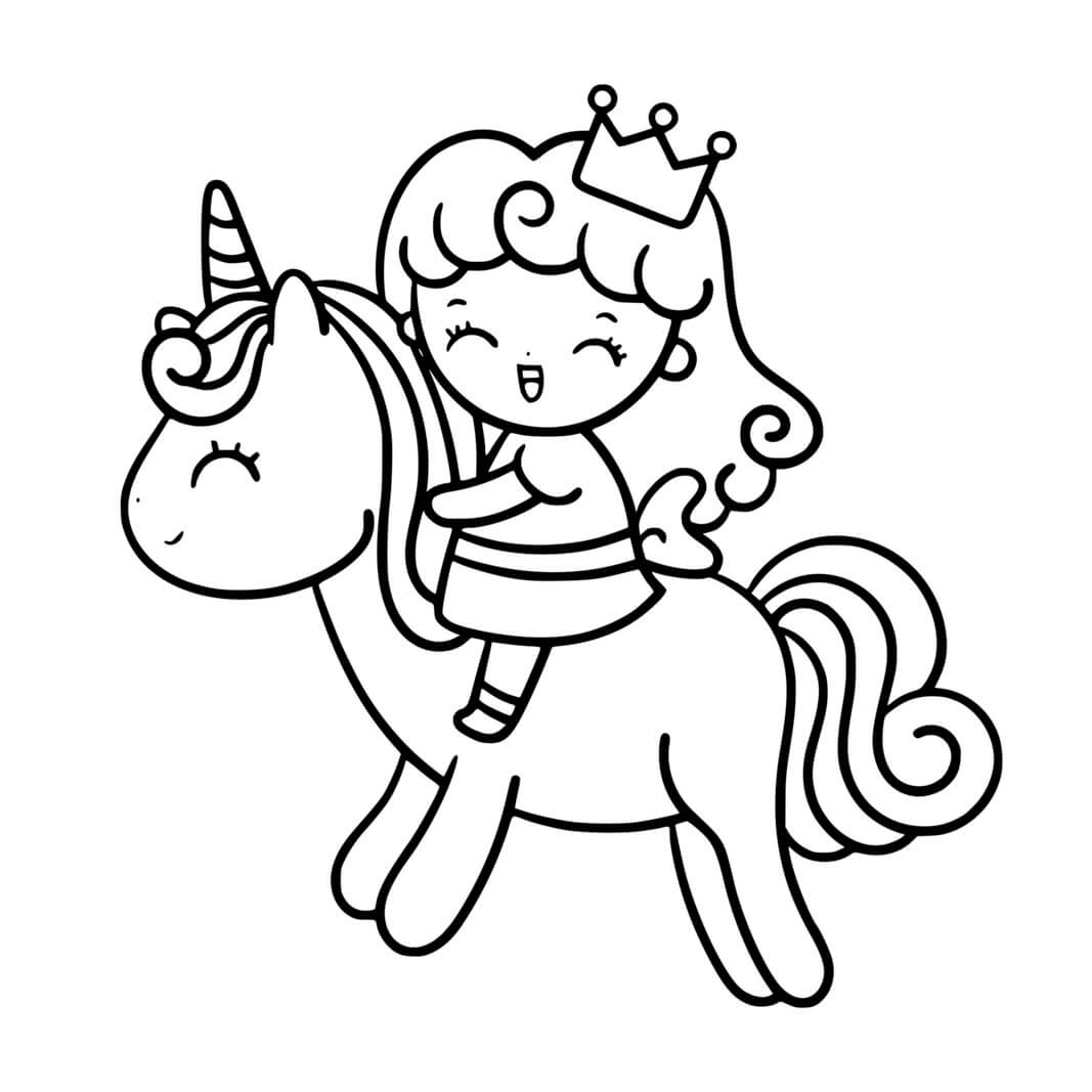 Coloriage Licorne Princesse Fille 10 Ans - Princesse licorne à imprimer