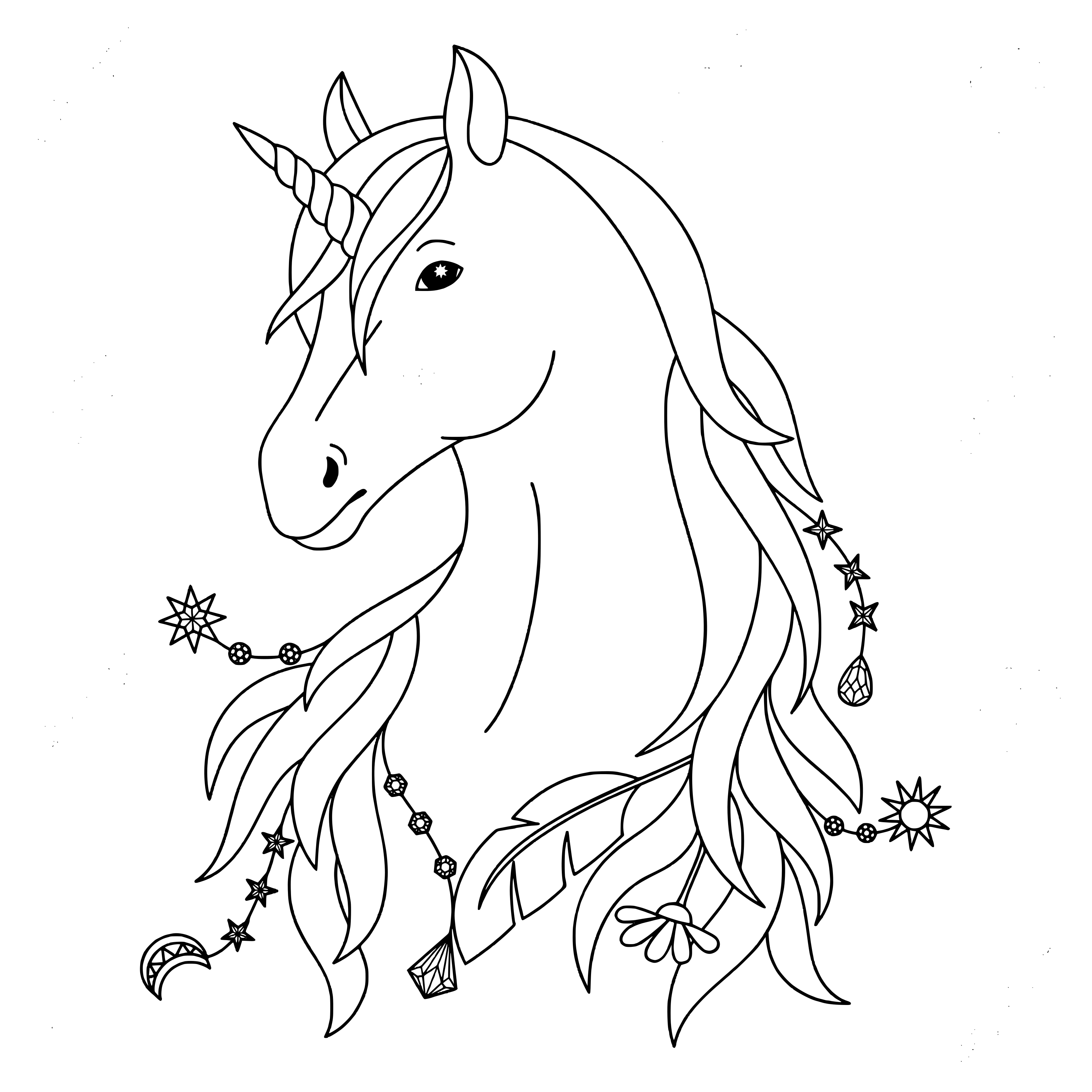 Coloriage Licorne Minimaliste Noir Blanc - Licorne à imprimer