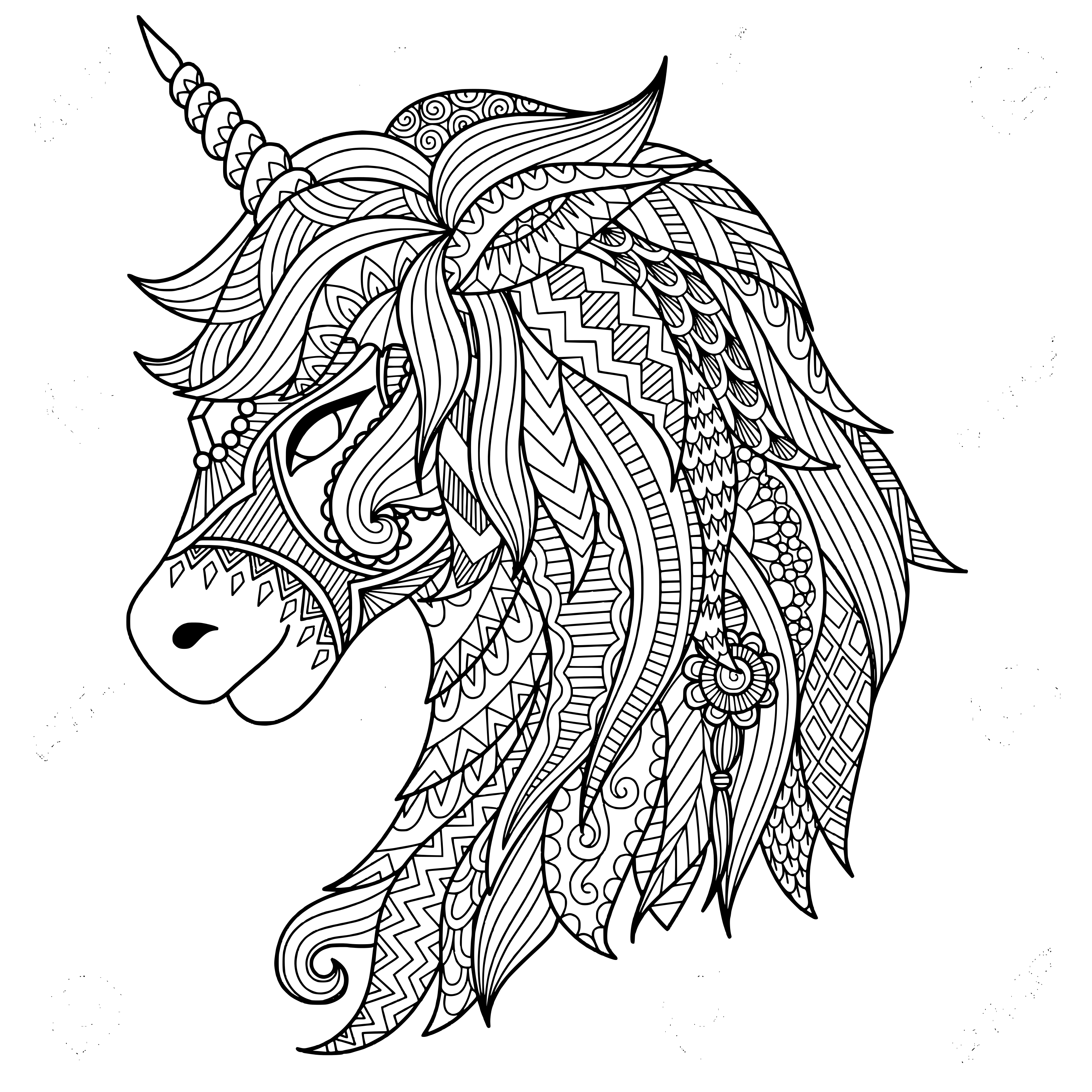 Coloriage Licorne Tattoo Adulte - Licorne à imprimer