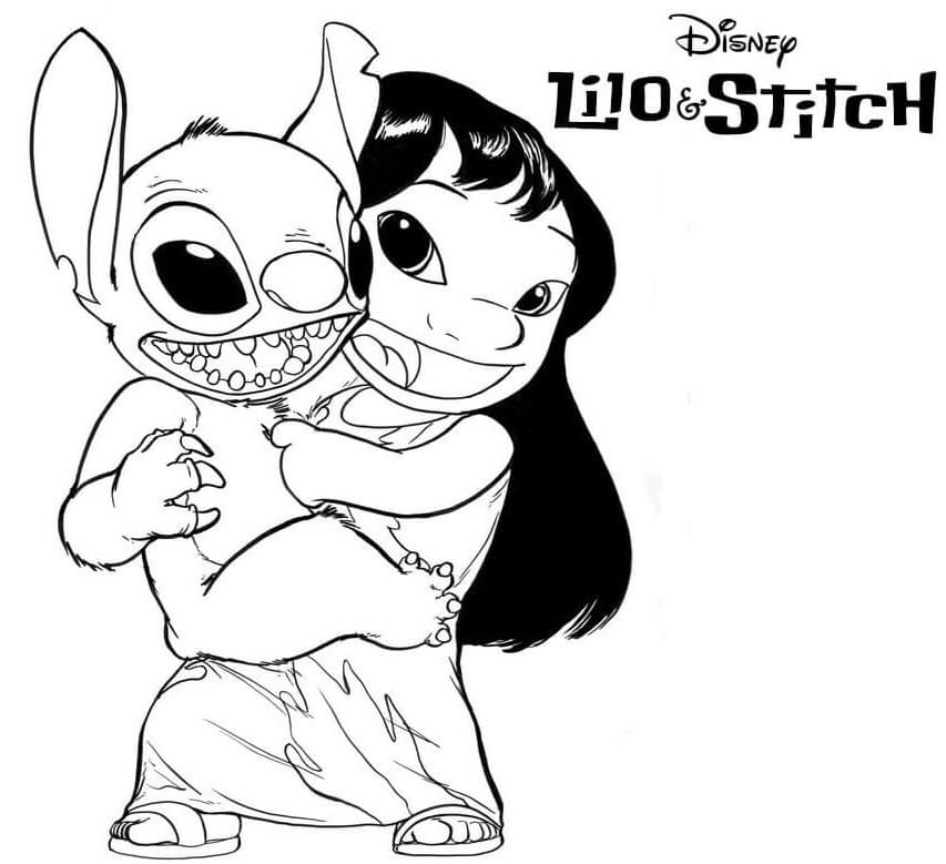 Coloriage Lilo Et Stitch Ont Du Plaisir - Stitch à imprimer