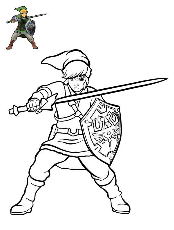 Coloriage Link Hylien Héros - Zelda à imprimer
