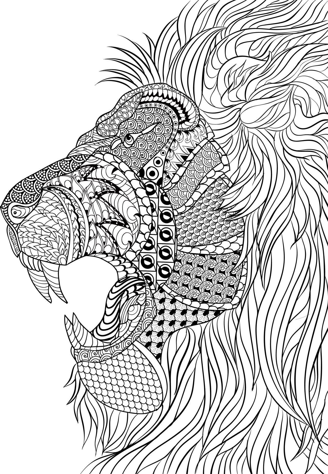 Coloriage Lion Adult Anti Stress - Adulte à imprimer