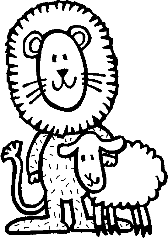 Coloriage Lion Avec Un Mouton - Lion à imprimer