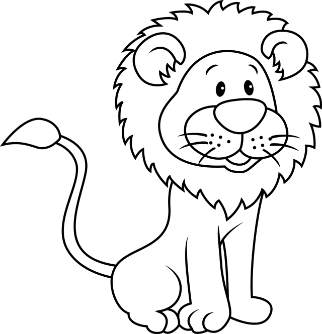 Coloriage Lion cartoon rigolo - Lion à imprimer