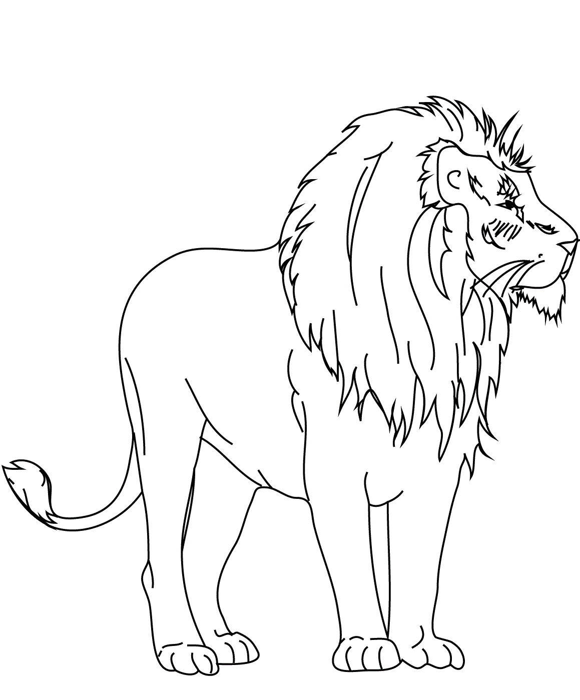 Coloriage Lion Sauvage Simple - Lion à imprimer