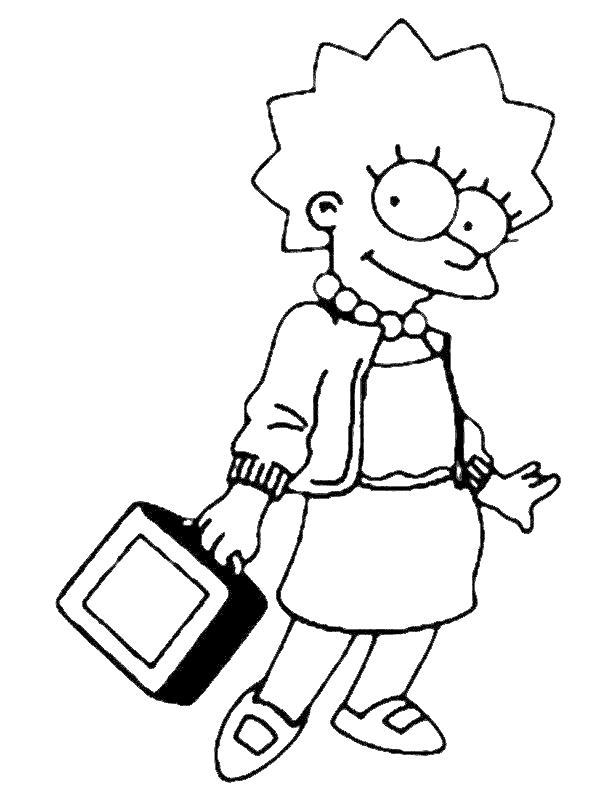 Coloriage Lisa Bien Habillee - Simpson à imprimer