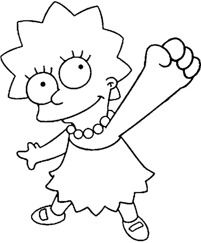 Coloriage Lisa Bras Elastique - Simpson à imprimer
