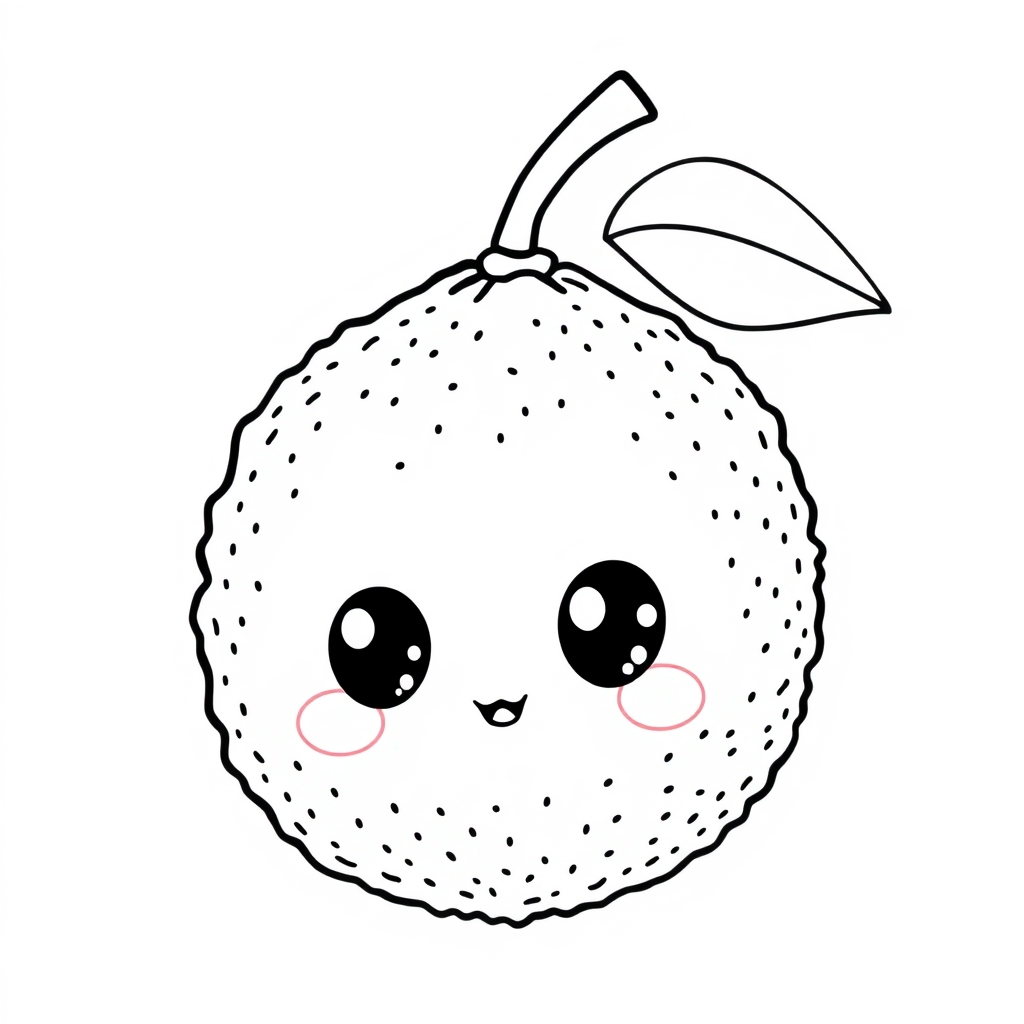 Coloriage Litchi Fruit Kawaii - Kawaii fruits à imprimer