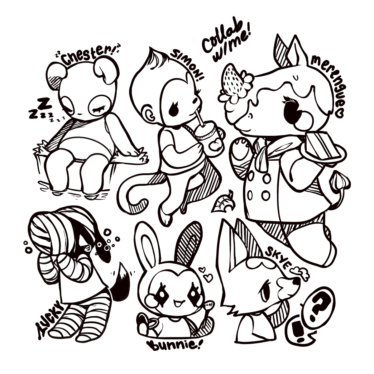 Coloriage Animal Crossing - Petits animaux mignons - Animal crossing à imprimer