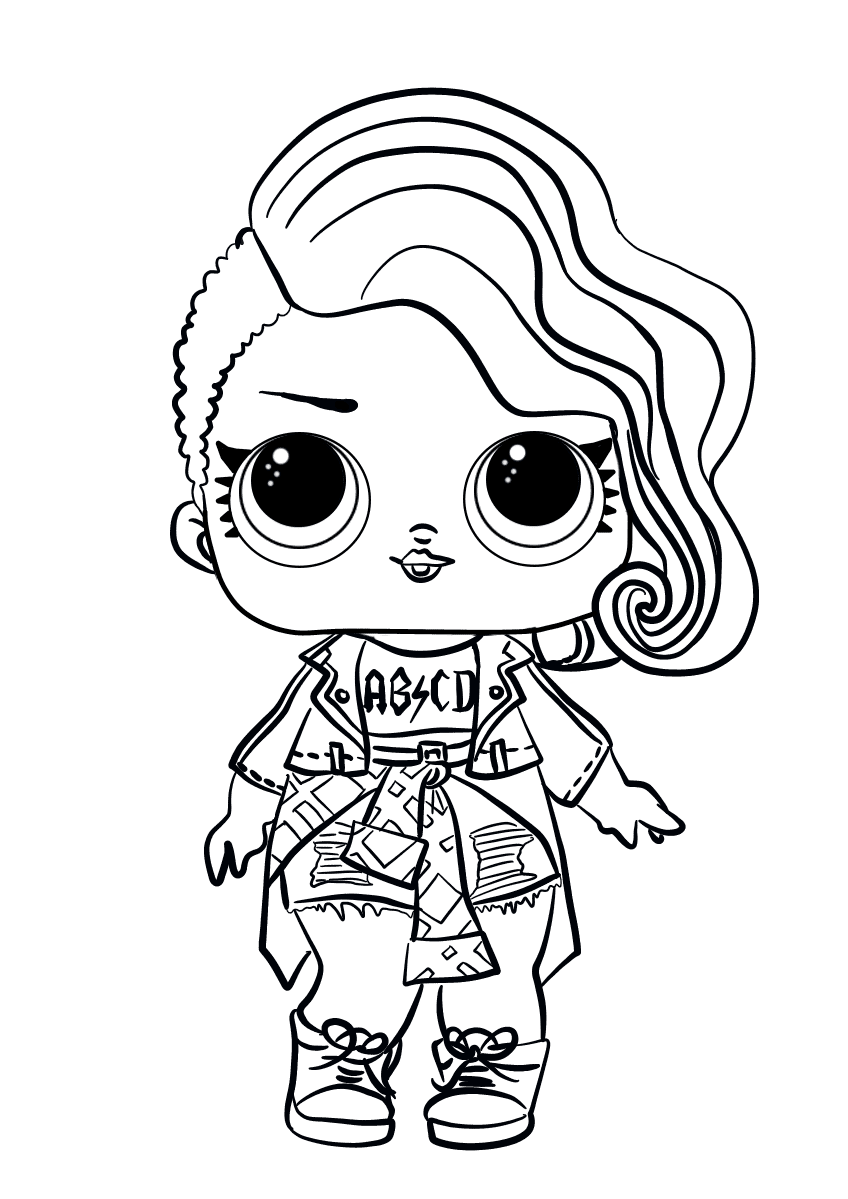 Coloriage Lol Surprise Doll Rocker - Poupée LOL Surprise Hair Goals à imprimer