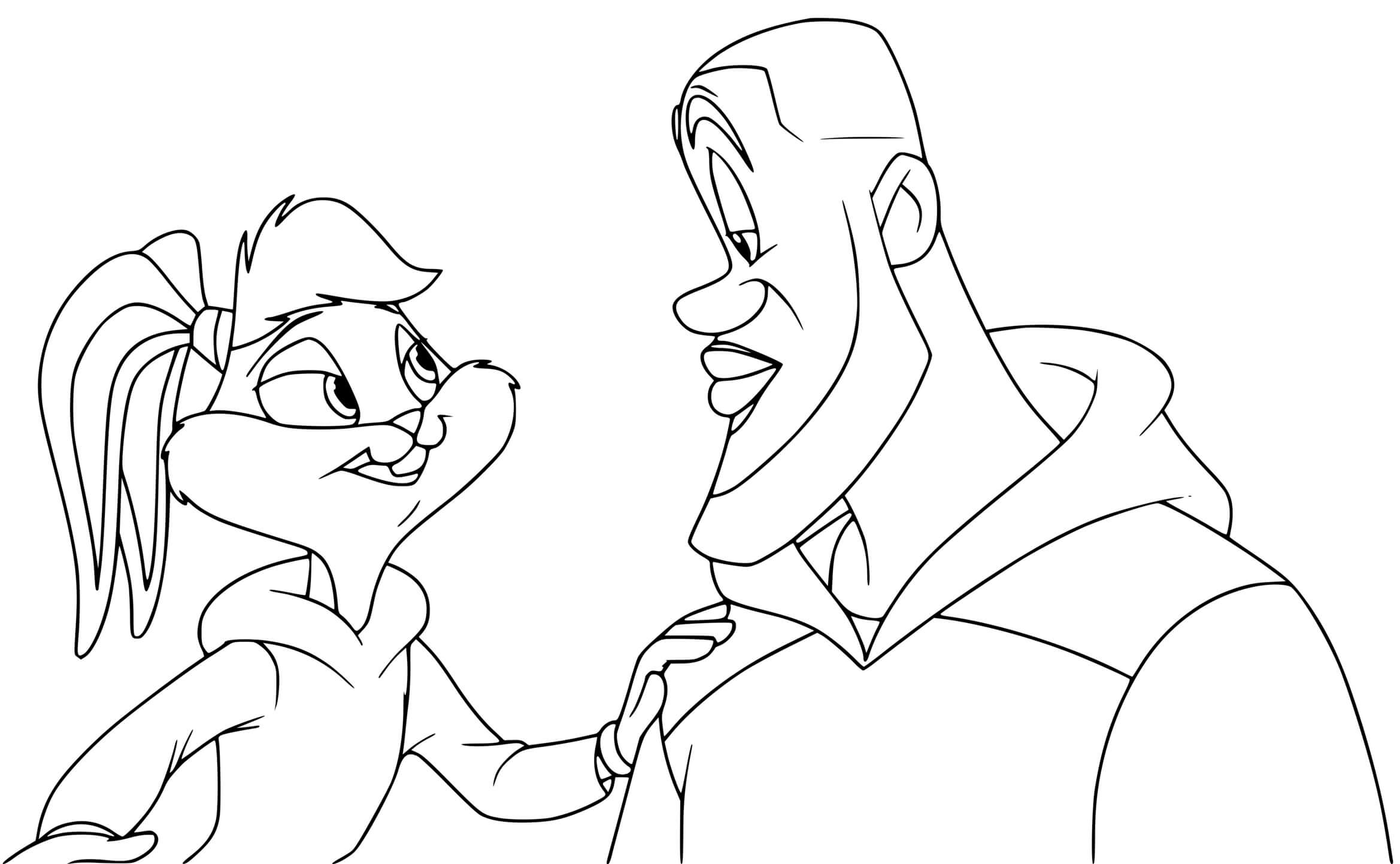 Coloriage Lola Bunny Console Lebron James - Space jam à imprimer