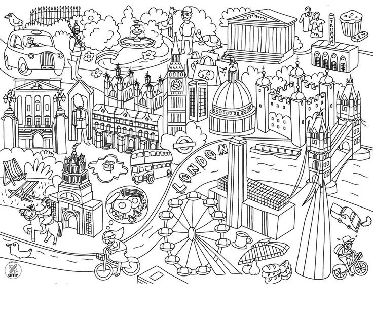 Coloriage Londre Xxl Ville - Xxl à imprimer