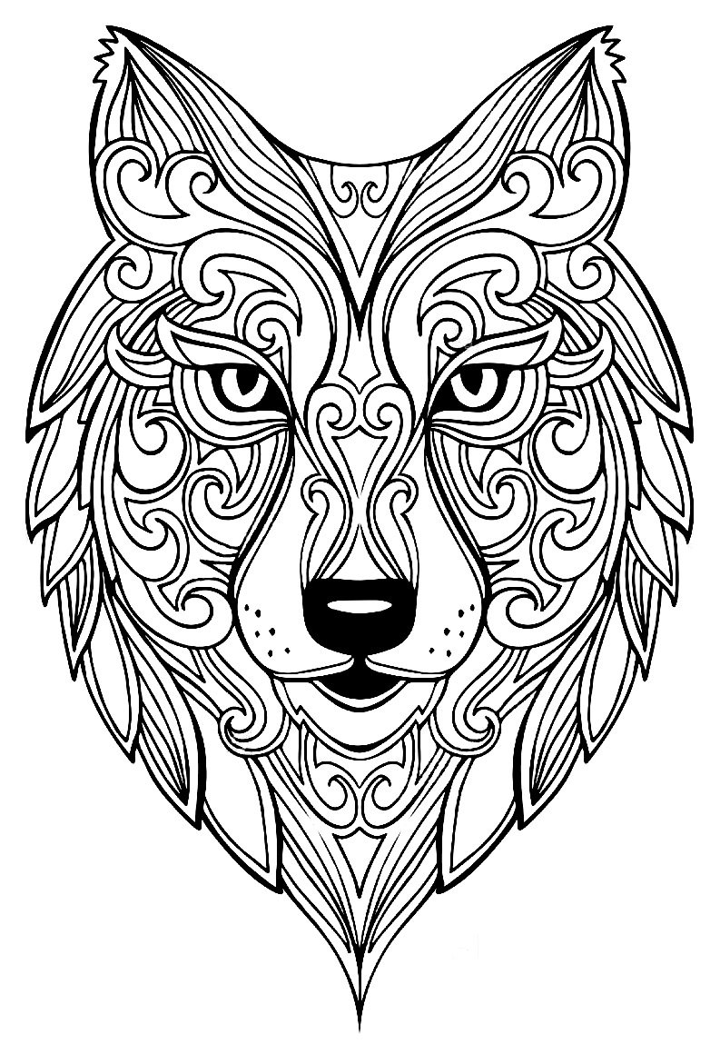 Coloriage Loup Adulte Animaux - Adulte animaux à imprimer