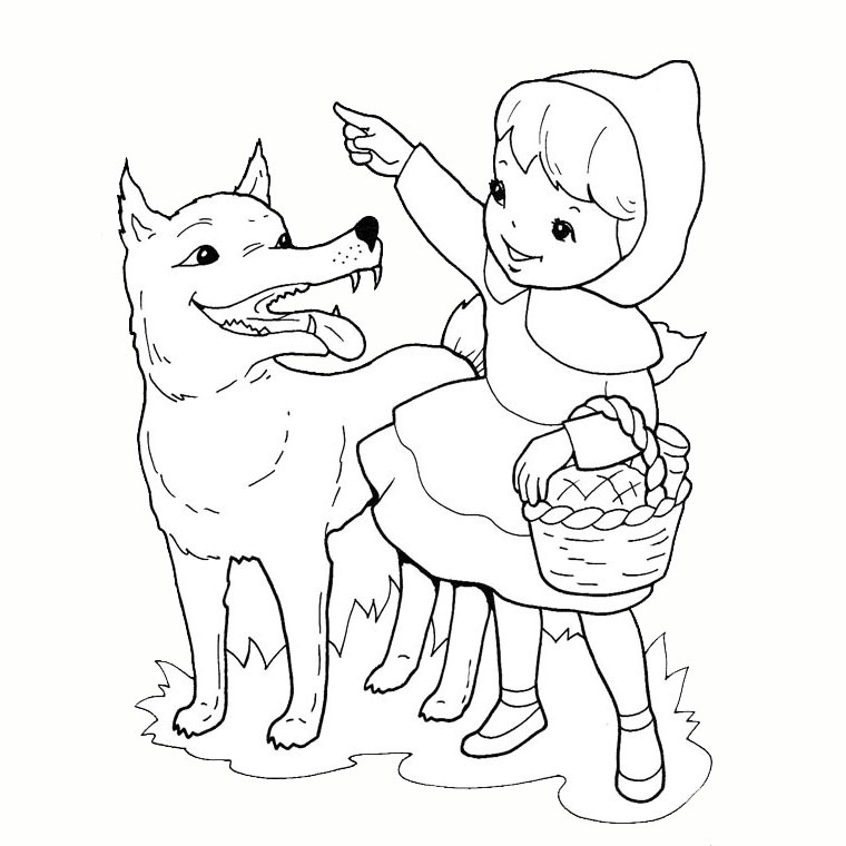Coloriage Loup Chaperon Rouge - Animaux à imprimer