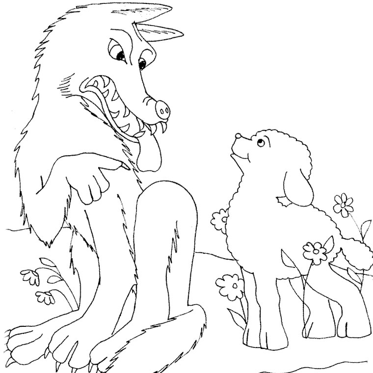 Coloriage Loup Et Agneau - Animaux à imprimer