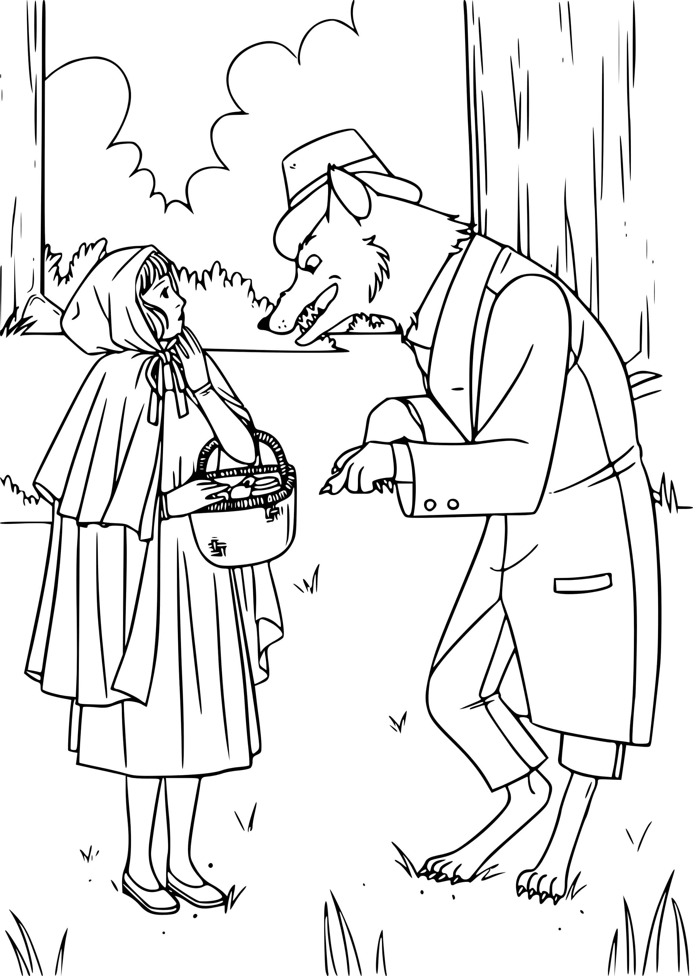 Coloriage Loup Et Le Petit Chaperon Rouge - Loup à imprimer