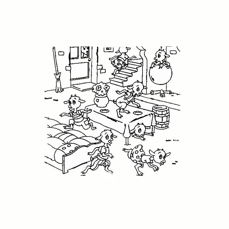 Coloriage Loup Et Les 7 Chevreaux - Animaux à imprimer