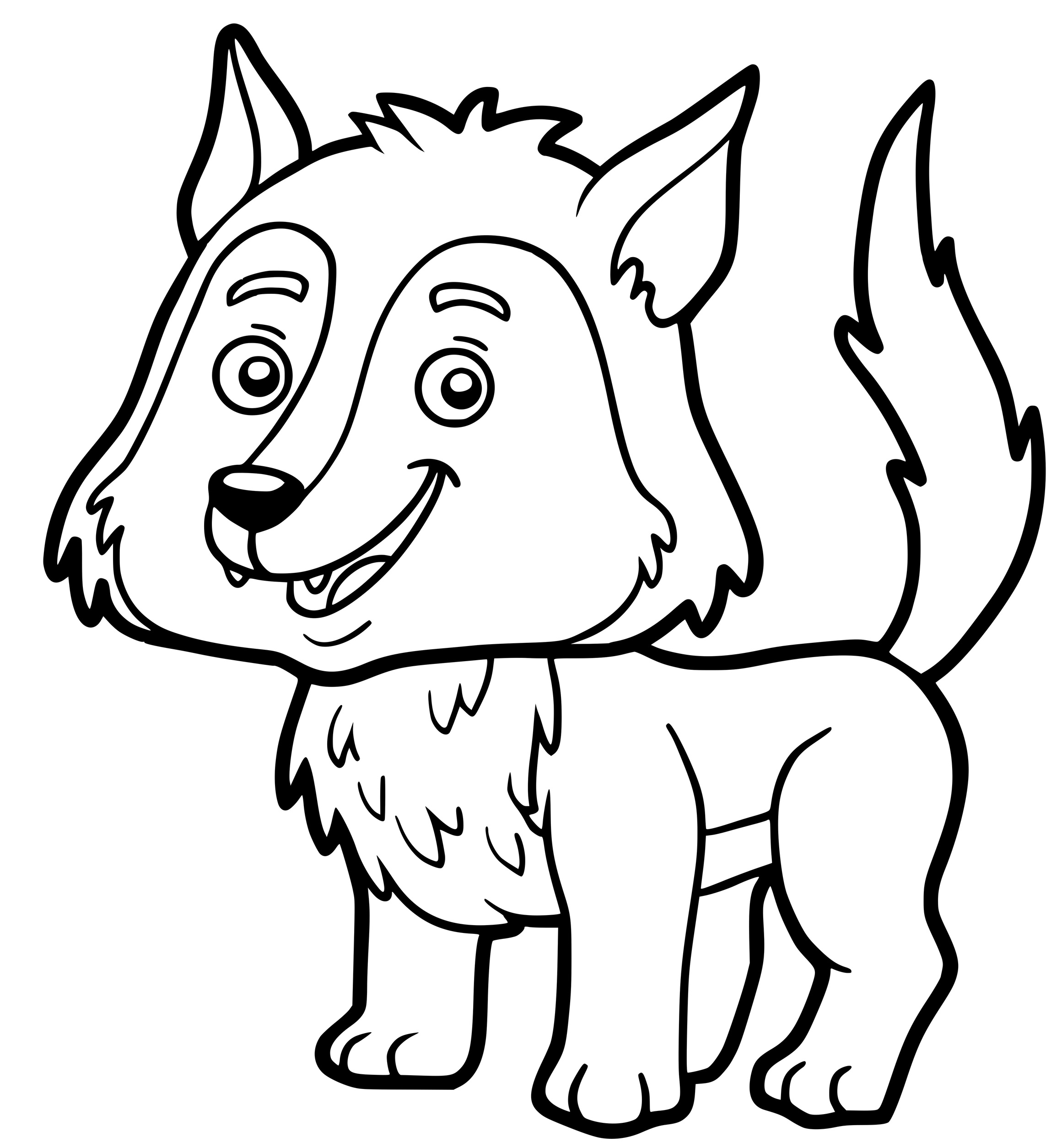 Coloriage Loup Famille Du Chien Maternelle Facile - Loup à imprimer