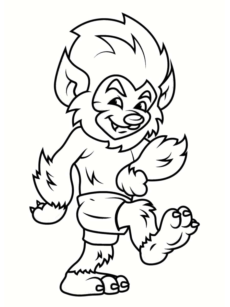 Coloriage Loup Garou Poilu Dessin Anime - Loup à imprimer