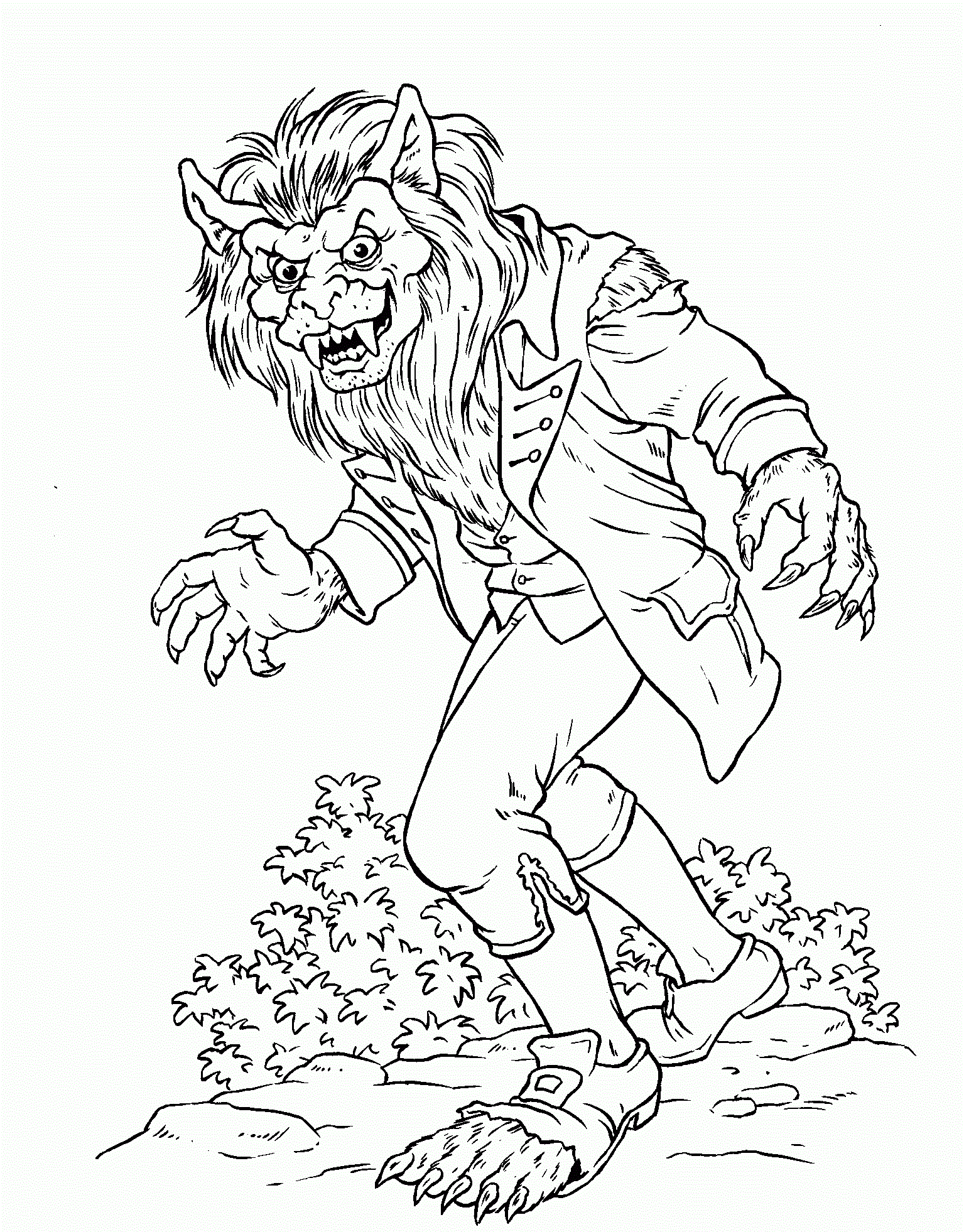 Coloriage Loup Garou Terrifiant - Étoile à imprimer