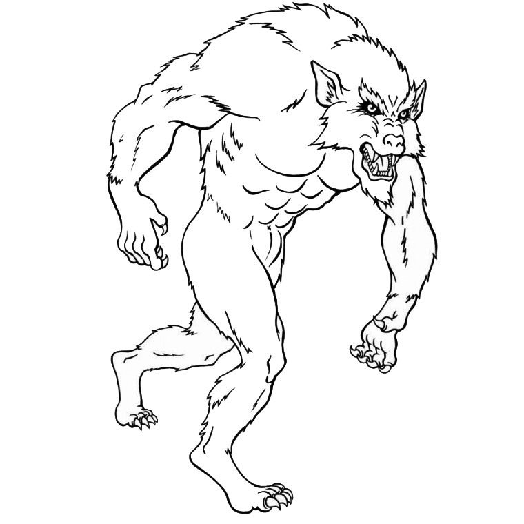 Coloriage Loup Garou - Animaux à imprimer
