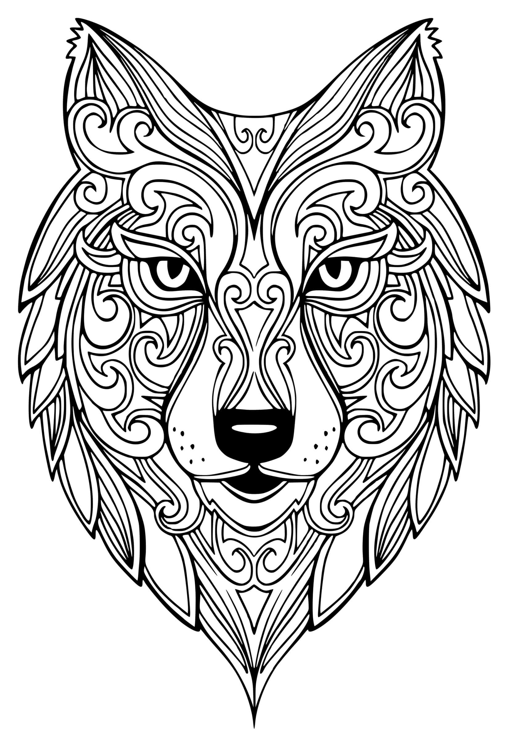 Coloriage Loup Mandala Adulte - Loup à imprimer