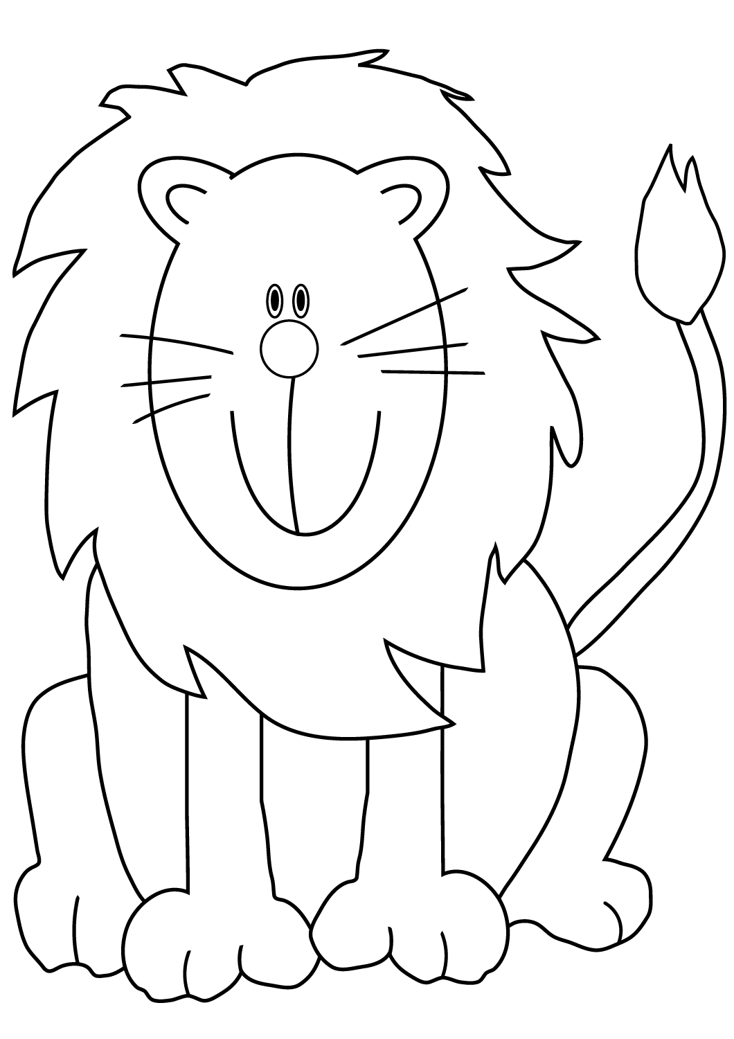 Coloriage Lion Mignon en Dessin Animé - Lion à imprimer