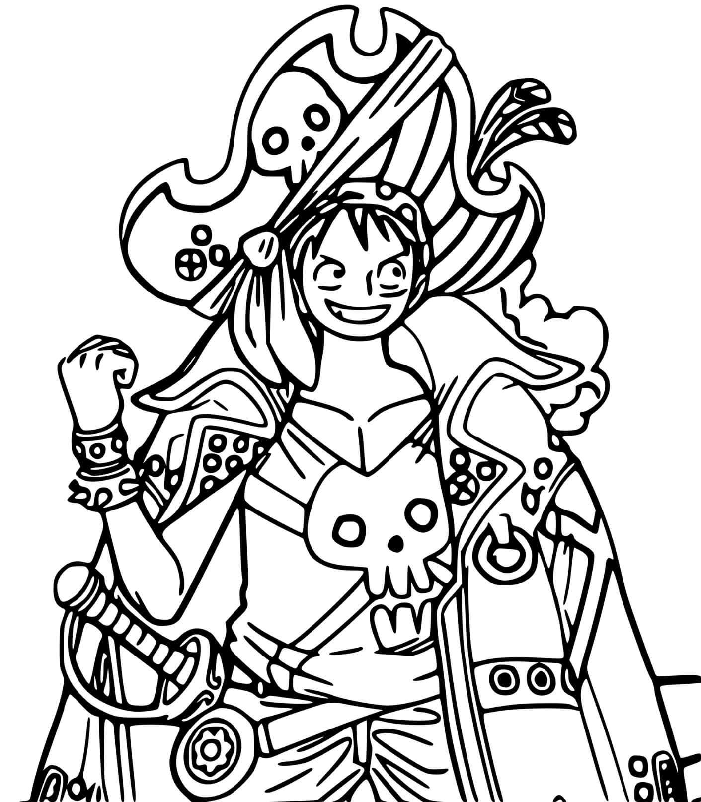 Coloriage Luffy One Pièce Red - One piece à imprimer