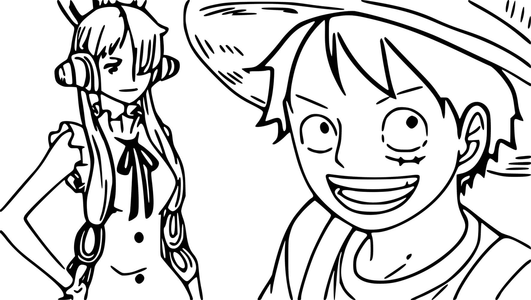 Coloriage Luffy Uta One Pièce Red - One piece à imprimer