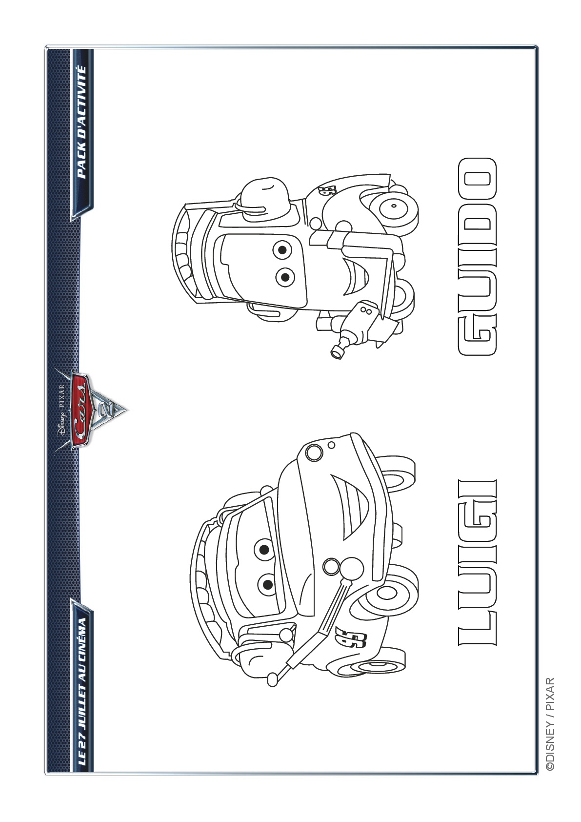 Coloriage Luigi Et Guido Avant La Course Cars Disney - Cars à imprimer