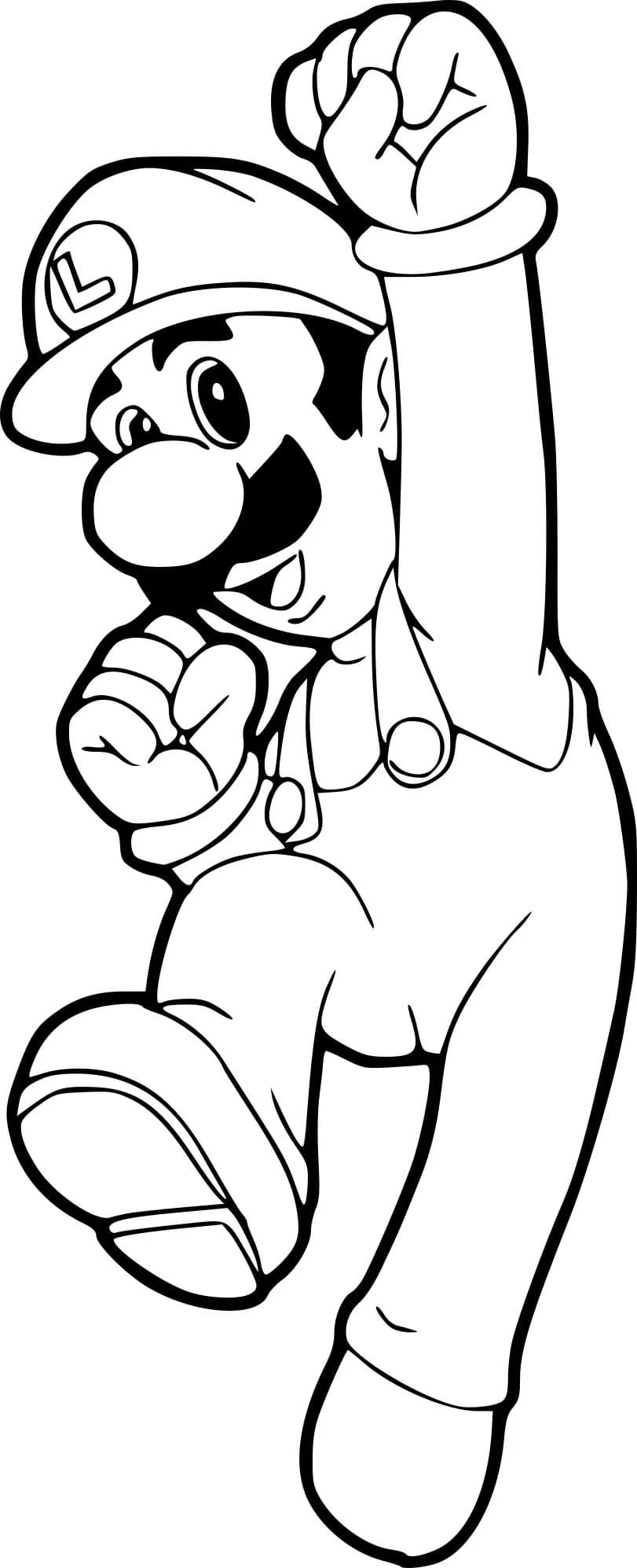 Coloriage Luigi Faut Un Saut - Luigi à imprimer