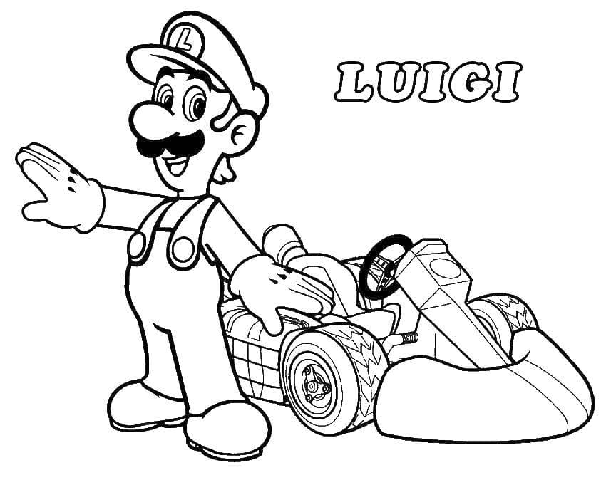 Coloriage Luigi Mario Kart - Luigi à imprimer
