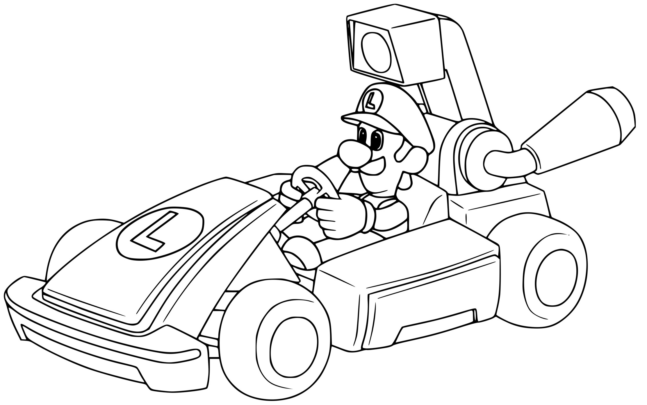 Coloriage Luigi Se Prepare Pour La Course De Voiture - Luigi à imprimer