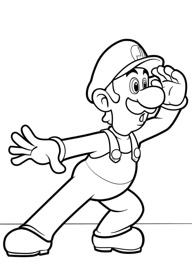 Coloriage Luigi Surveille Le Méchant Browser - Luigi à imprimer