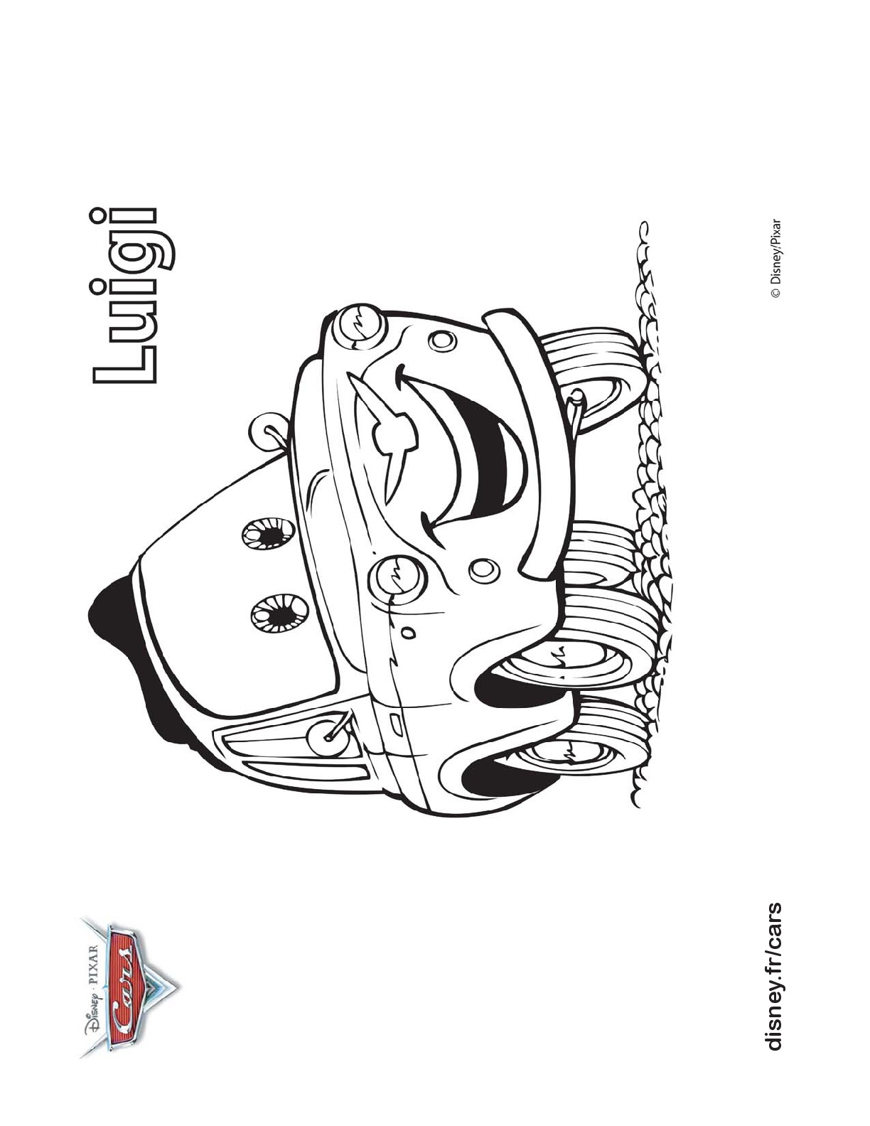 Coloriage Luigi Vend Les Meilleurs Pneus Cars Disney - Cars à imprimer