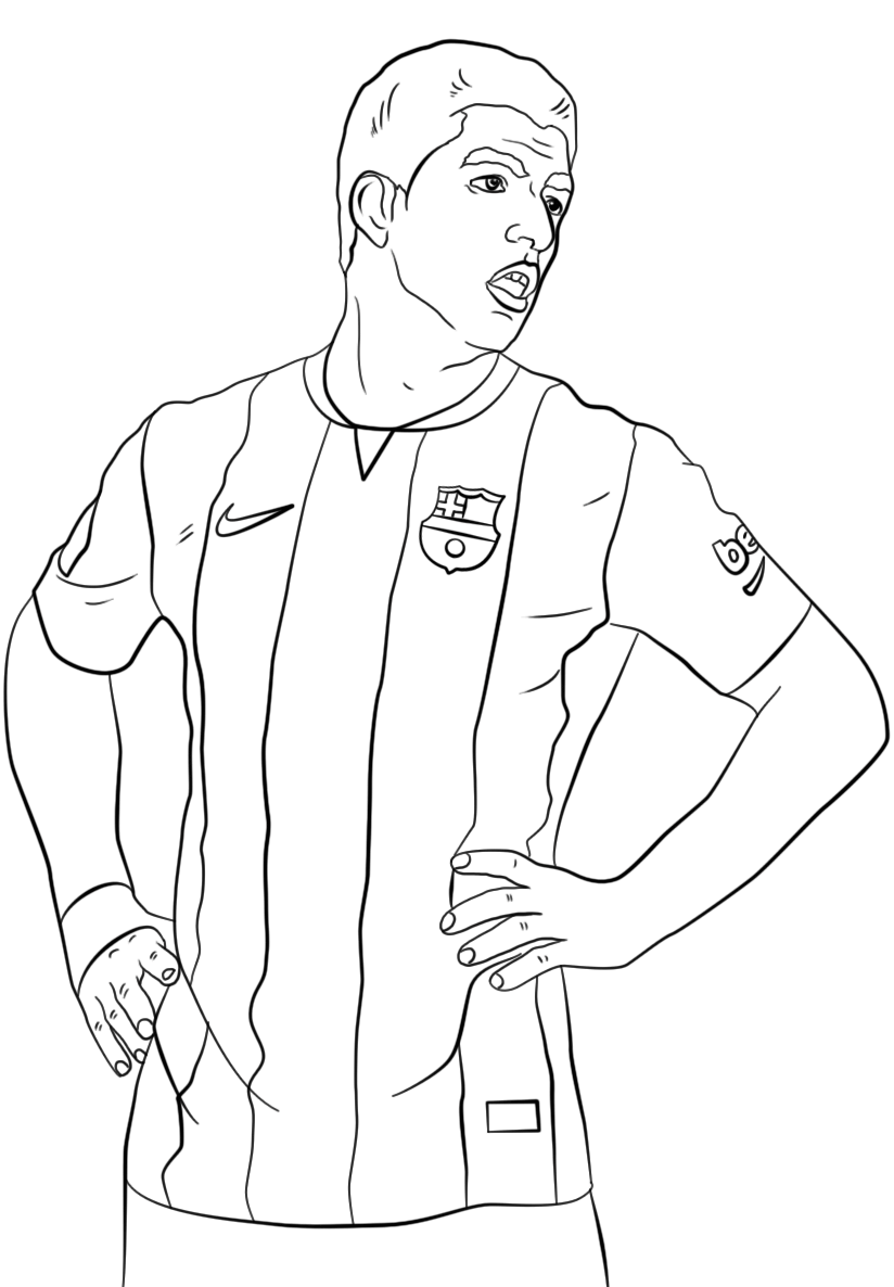 Coloriage Luis Suarez Foot Football - Foot à imprimer